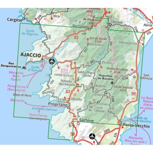 IGN Corsica: Ajaccio (31) - Porto Vecchio - Aiguilles de Bavella - Monte Renoso  - Wandel- en Fietskaart