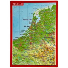 Ansichtkaart Benelux met reliëf