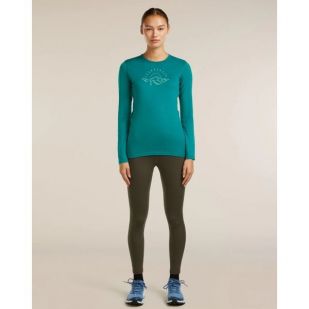 Icebreaker Women 200 Oasis Long Sleeve Crew Sunrise Summit - Tidal Teal