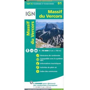 IGN Top 75: Massif du Vercors (01) - Wandel- en fietskaart