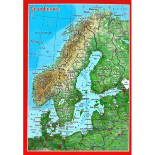 Ansichtkaart Scandinavia met reliëf 