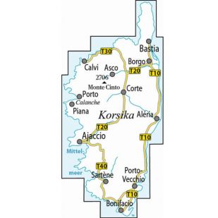 ADFC Radtourenkarte: Korsika / 7-Tage-Radtour