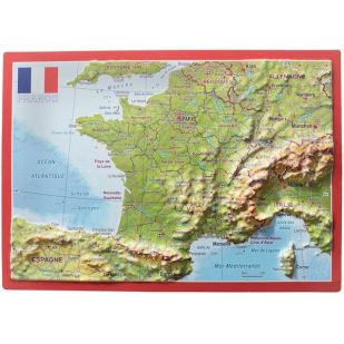 Ansichtkaart Frankrijk met reliëf 