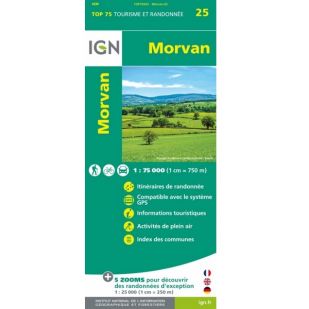 IGN Top 75: Morvan (25) - Wandel- en Fietskaart